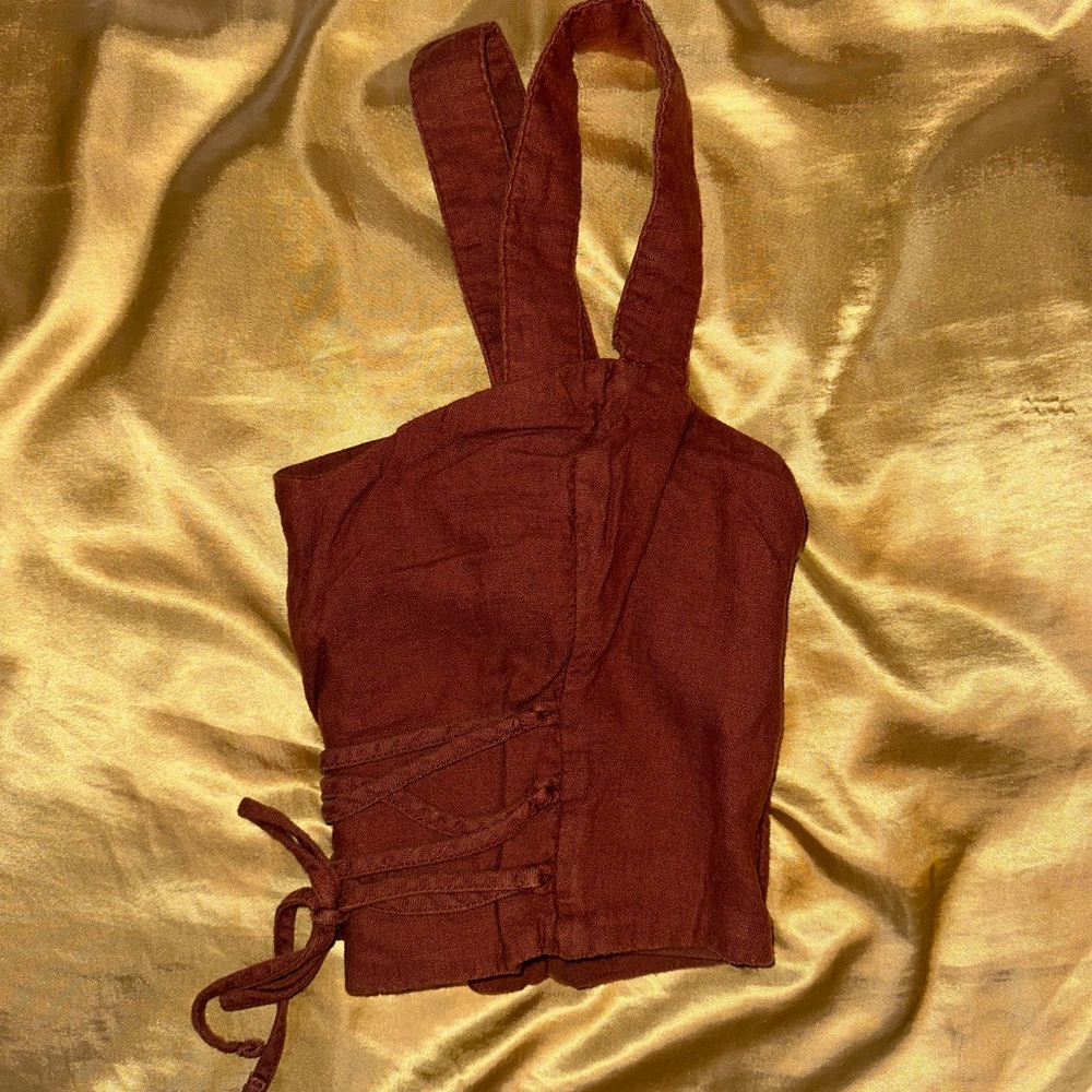 Elegant Brown Crop Top - Picture 4 of 4